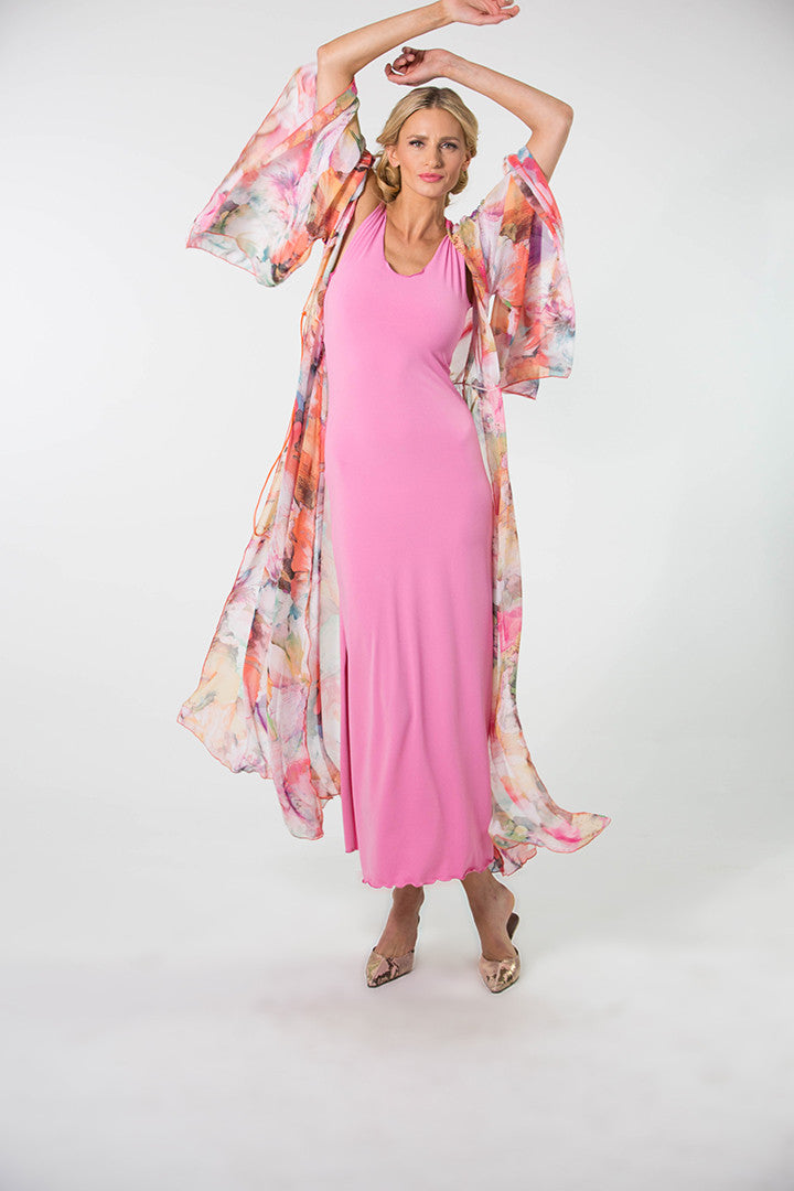 chiffon kimono dress Red & Floral Chiffon Kimono Sleeve Shawl Howard Wolf Dress
