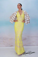 Yellow Sequin Evening Gown - La Scala