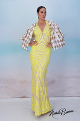 Yellow Sequin Evening Gown - La Scala