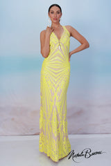 Yellow Sequin Evening Gown - La Scala