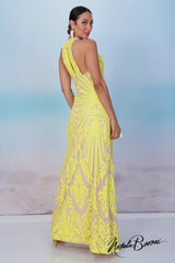 Yellow Sequin Evening Gown - La Scala