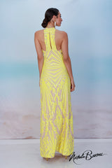 Yellow Sequin Evening Gown - La Scala