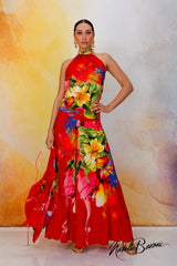 Red Floral Roman Goddess Pants - Portofino