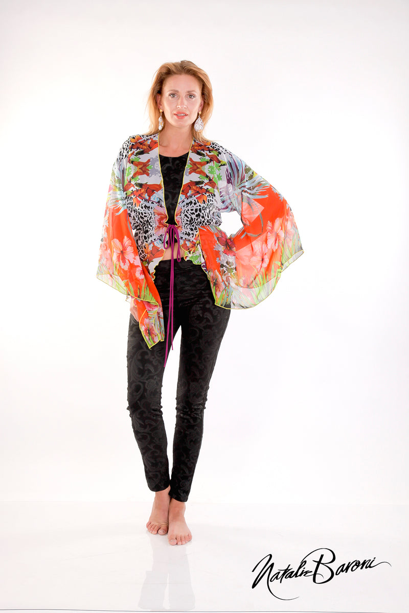Short Kimono Sleeve Tie-Front Duster - Murano