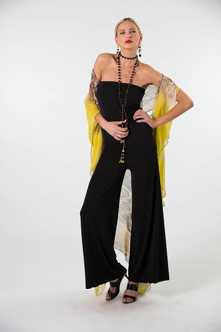 Strapless Palazzo One Piece Jersey Jumpsuit