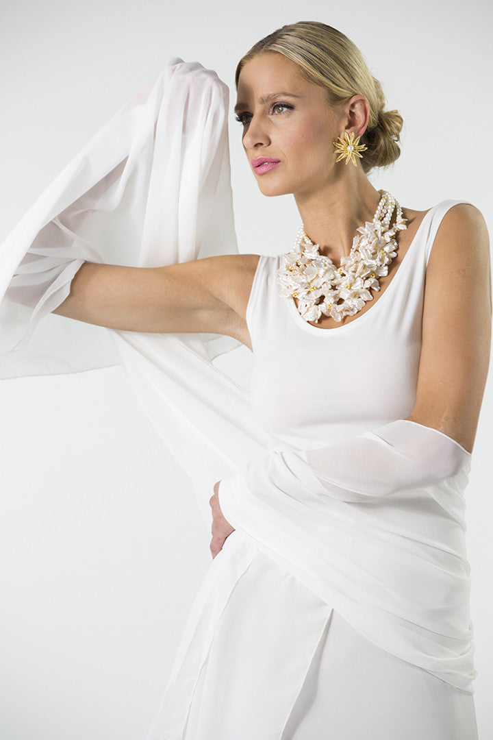 White Keshi Pearl Layered Necklace