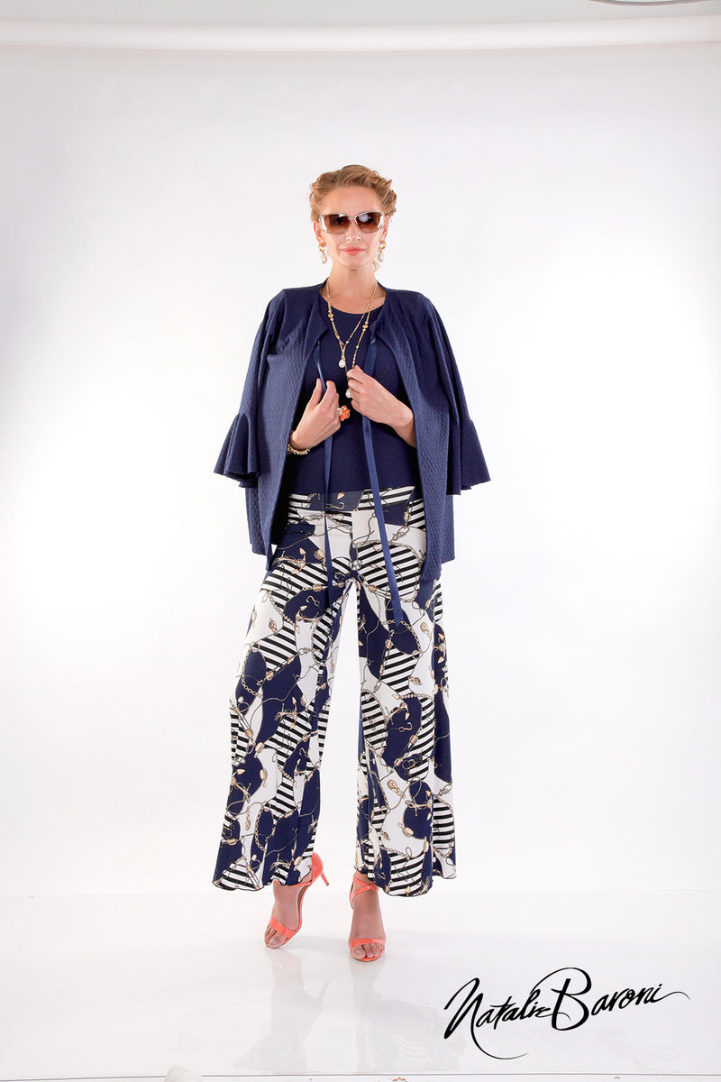 3/4 Bell Sleeve Crop Jacket - Amalfi
