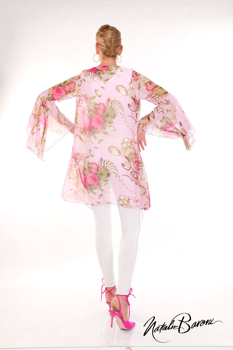 Mid Length Ruffle Sleeve Duster - Venezia
