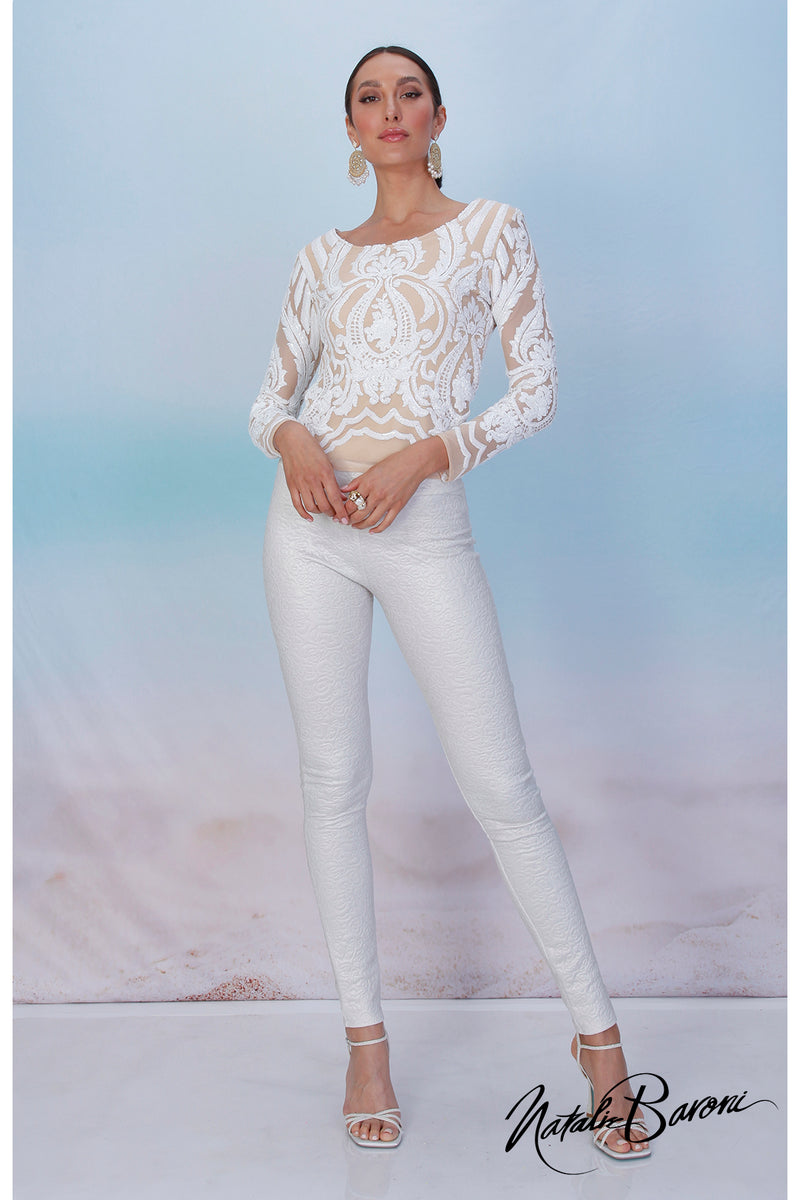 Pearl White Sequin Top - La Scala