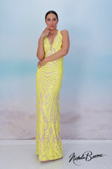 Yellow Sequin Evening Gown - La Scala