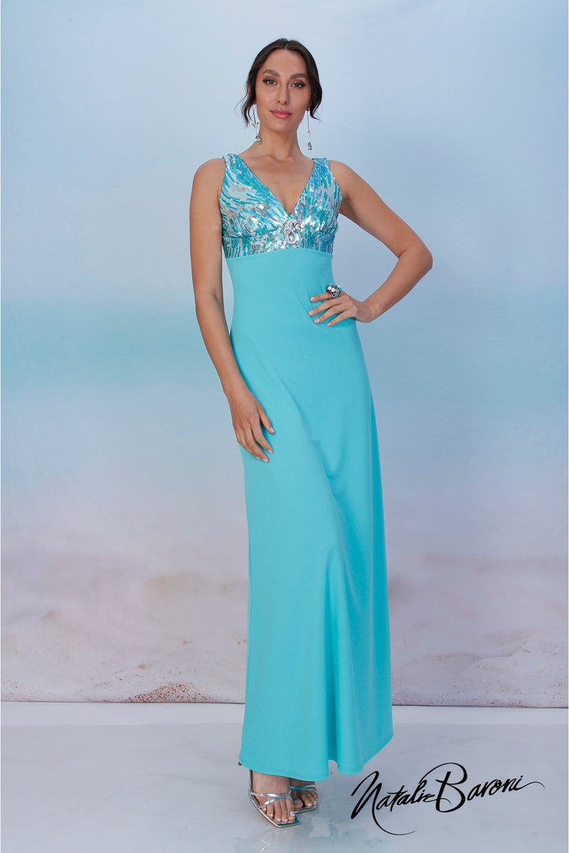 Aquamarine Long Dress - La Scala Baroni Aquamarine Long Dress - La Scala Baroni