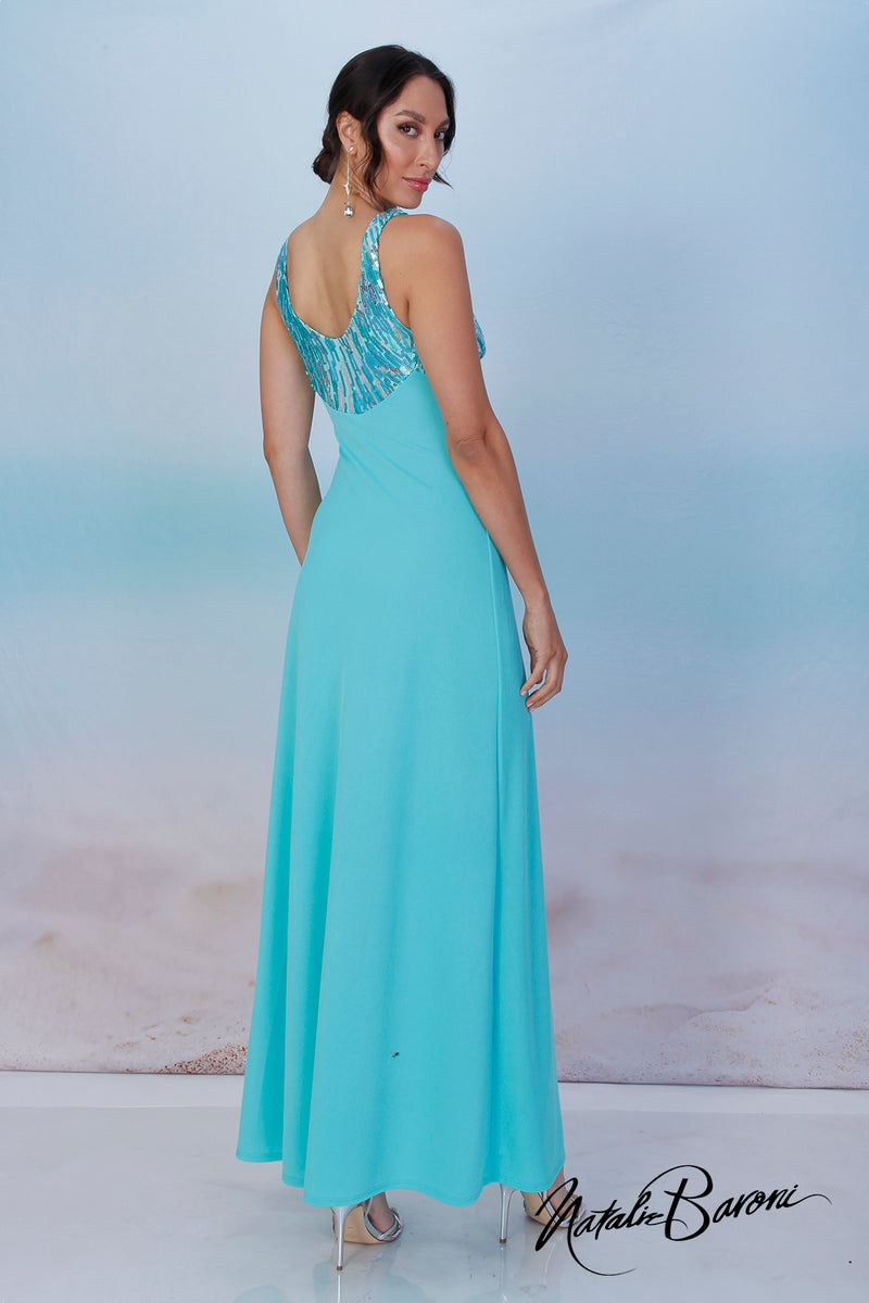 Aquamarine Long Dress - La Scala Baroni Aquamarine Long Dress - La Scala Baroni