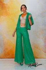 Emerald Green Sequin Crop Jacket - La Scala