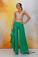 Emerald Green Sequin Crop Jacket - La Scala