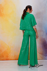 Emerald Green Sequin Crop Jacket - La Scala