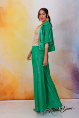 Emerald Green Sequin Crop Jacket - La Scala