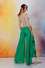 Emerald Green Sequin Crop Jacket - La Scala