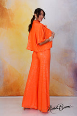 Mandarin Orange Sequin Crop Jacket - La Scala