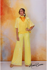 Yellow Sequin Crop Jacket - La Scala