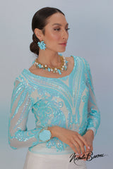 Persian Turquoise Sequin Top - La Scala