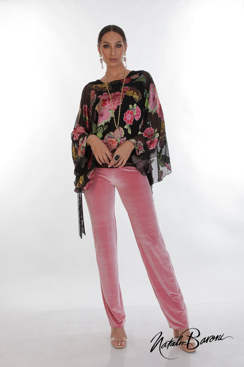 Geisha Silk Top with Lace - Roma