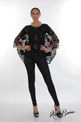 Black Embossed Weave Leggings - Roma