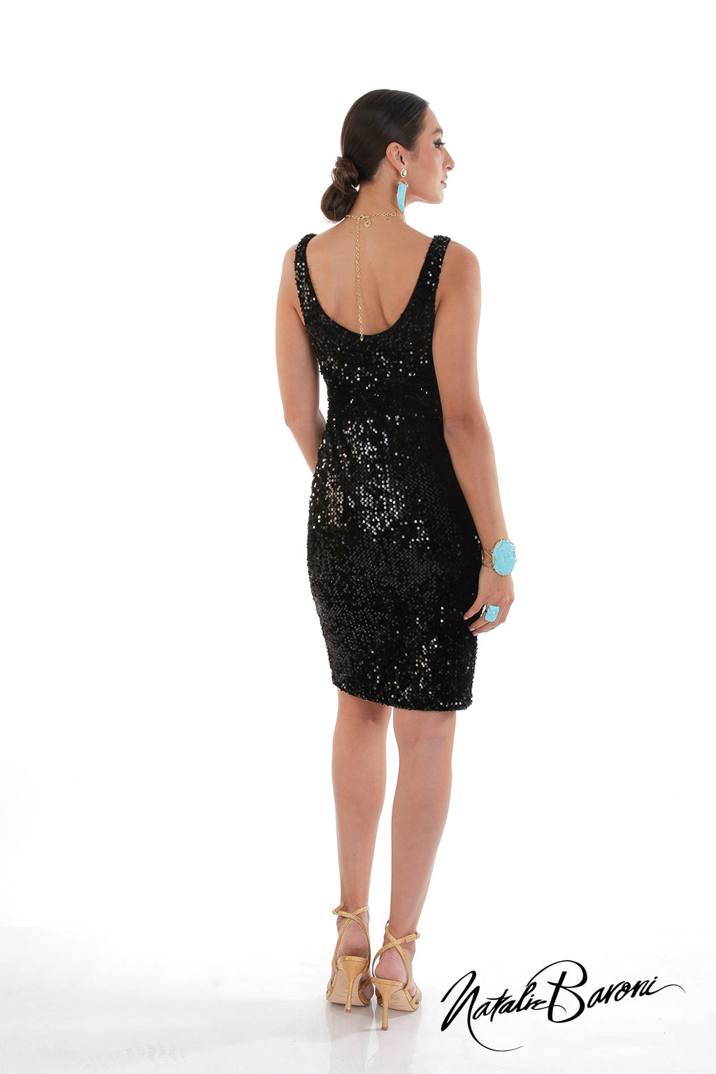 Sleeveless Sequin Cocktail Dress - La Scala Baroni Sleeveless Sequin Cocktail Dress - La Scala Baroni
