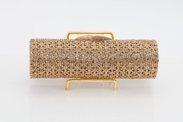 Gold Jeweled Cylinder Evening Bag