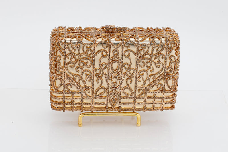 Gold Jeweled Rectangular Evening Bag Baroni Gold Jeweled Rectangular Evening Bag Baroni