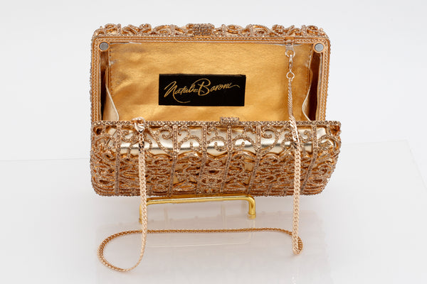 Gold Jeweled Rectangular Evening Bag