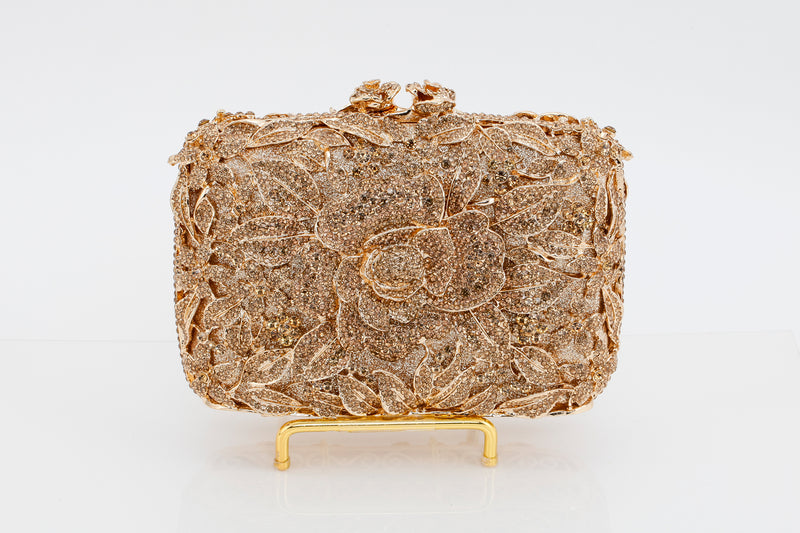 Gold and Diamond Floral Evening Bag