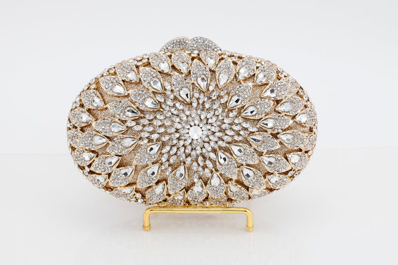 Gold and Diamond Oval Evening Bag