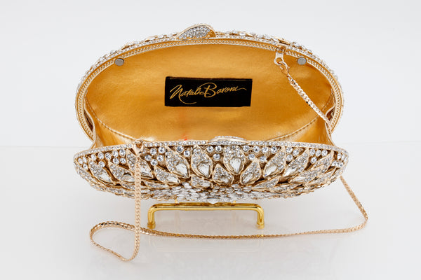 Gold and Diamond Oval Evening Bag