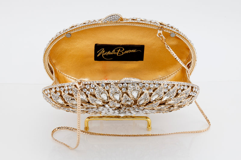 Gold and Diamond Oval Evening Bag