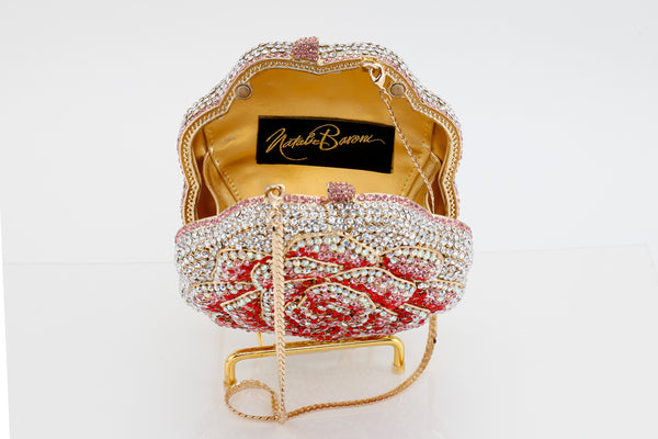 Diamond Frosted Rose Evening Bag