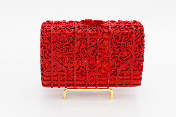 Ruby Jeweled Rectangular Evening Bag