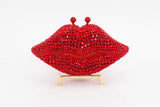 Ruby Jeweled Lips Evening Bag