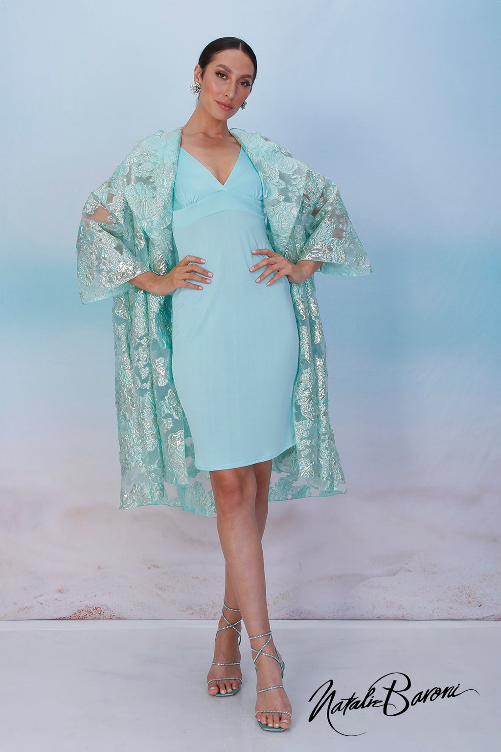 Turquoise sleeveless dress hotsell