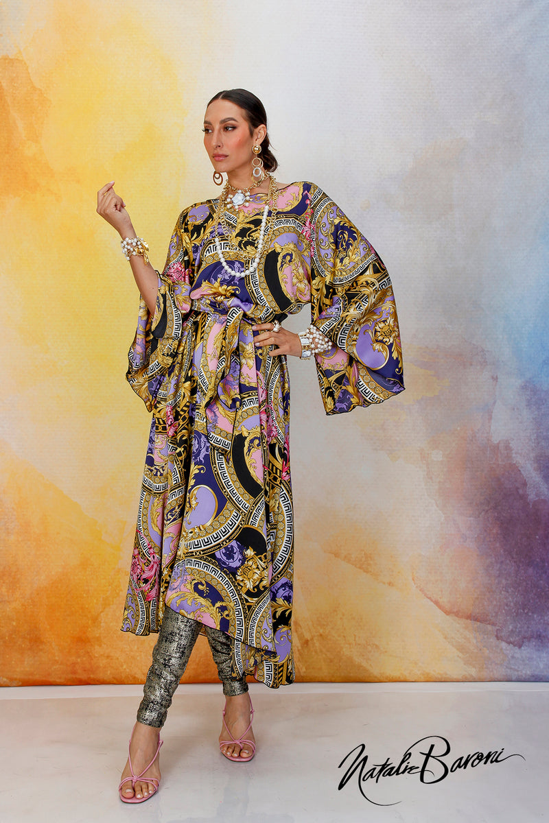 Multi Purple Kimono Dress - Venezia