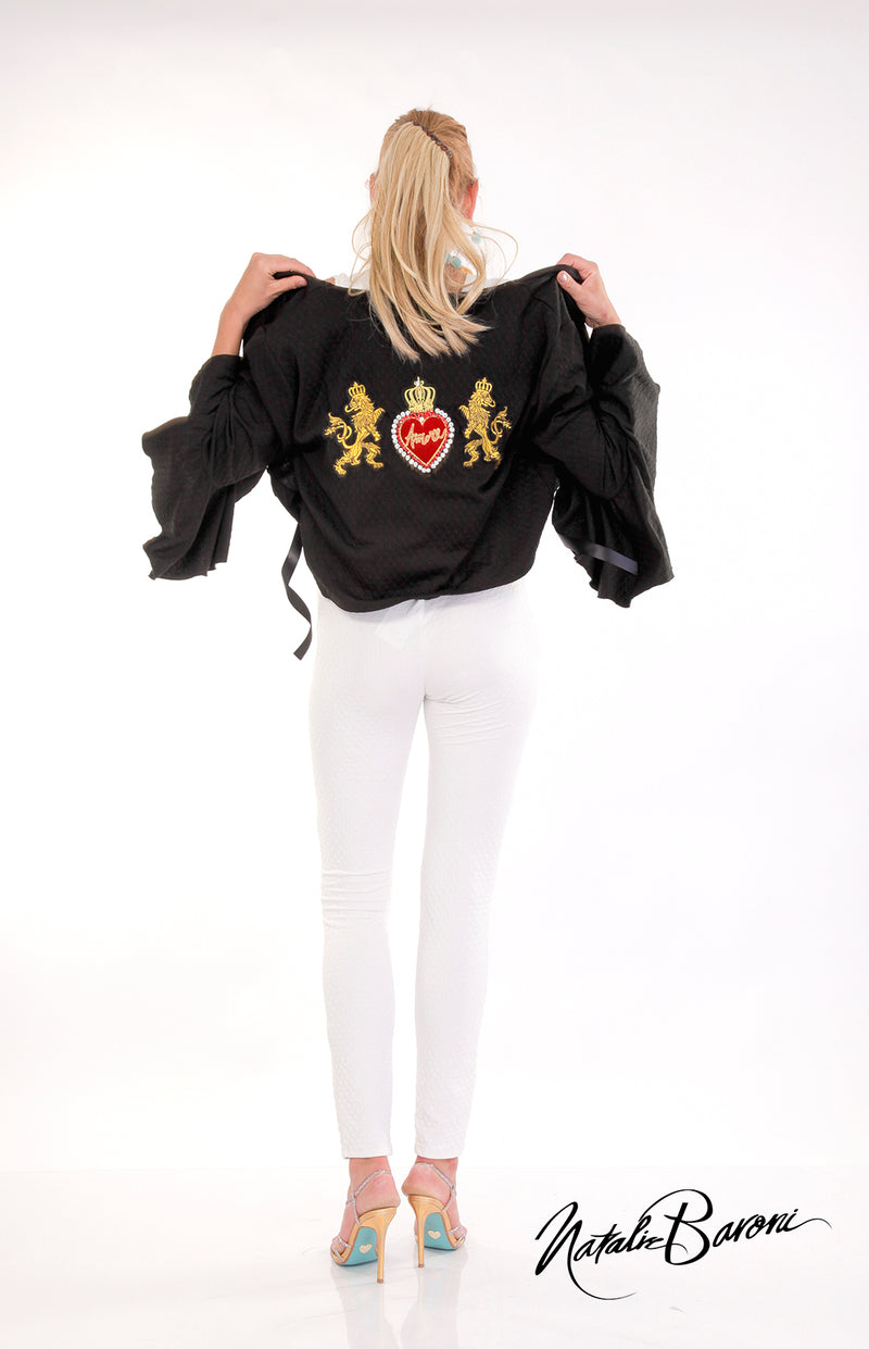 Embroidered Bell Sleeve Crop Jacket - San Remo