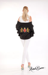Embroidered Bell Sleeve Crop Jacket - San Remo